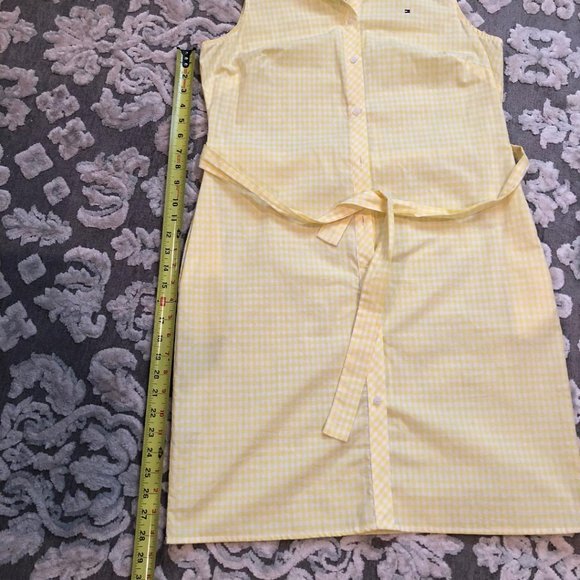 Tommy Hilfiger, Yellow and White Gingham, Sleeveless, Shirt Dress, Size: 8, NWOT - Picture 11 of 13
